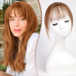 HAIRCUBE Bangs Hair Clip in Bangs 100% Real Human Hair Bangs Clip in Hair Extensions Fake Bangs 360° Clip on Bangs Air Bangs Hairpieces for woman with Temples 3 Secure Clips in Full Fringe Brown