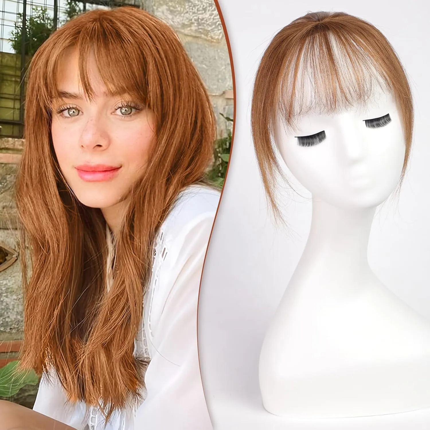 HAIRCUBE Bangs Hair Clip in Bangs 100% Real Human Hair Bangs Clip in Hair Extensions Fake Bangs 360° Clip on Bangs Air Bangs Hairpieces for woman with Temples 3 Secure Clips in Full Fringe Brown