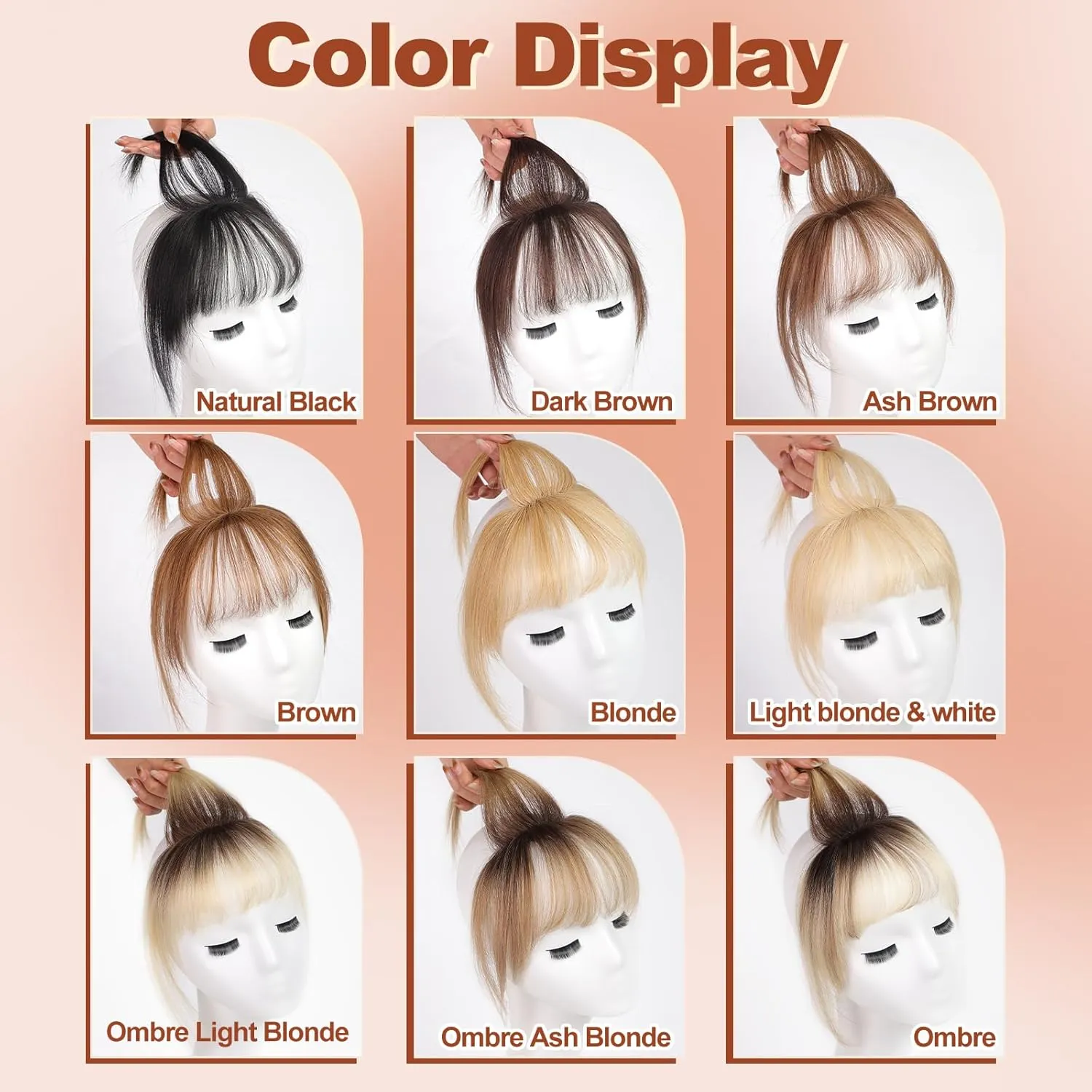 HAIRCUBE Bangs Hair Clip in Bangs 100% Real Human Hair Bangs Clip in Hair Extensions Fake Bangs 360° Clip on Bangs Air Bangs Hairpieces for woman with Temples 3 Secure Clips in Full Fringe Brown