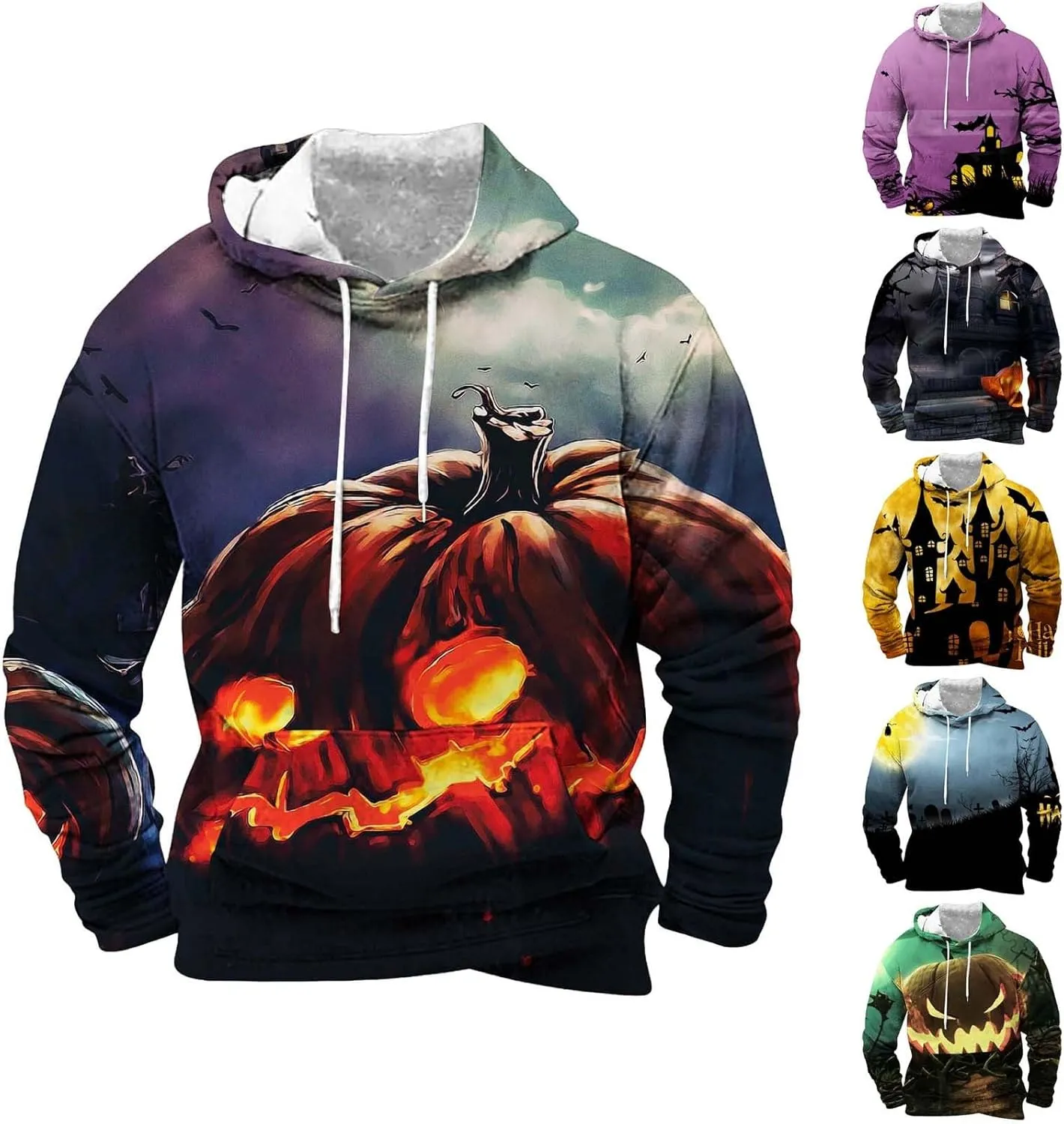 halloween sweatshirt men Autumn Casual Long Sleeve Halloween 3D Printed Long Sleeve Hoodless Sweatshirt Top