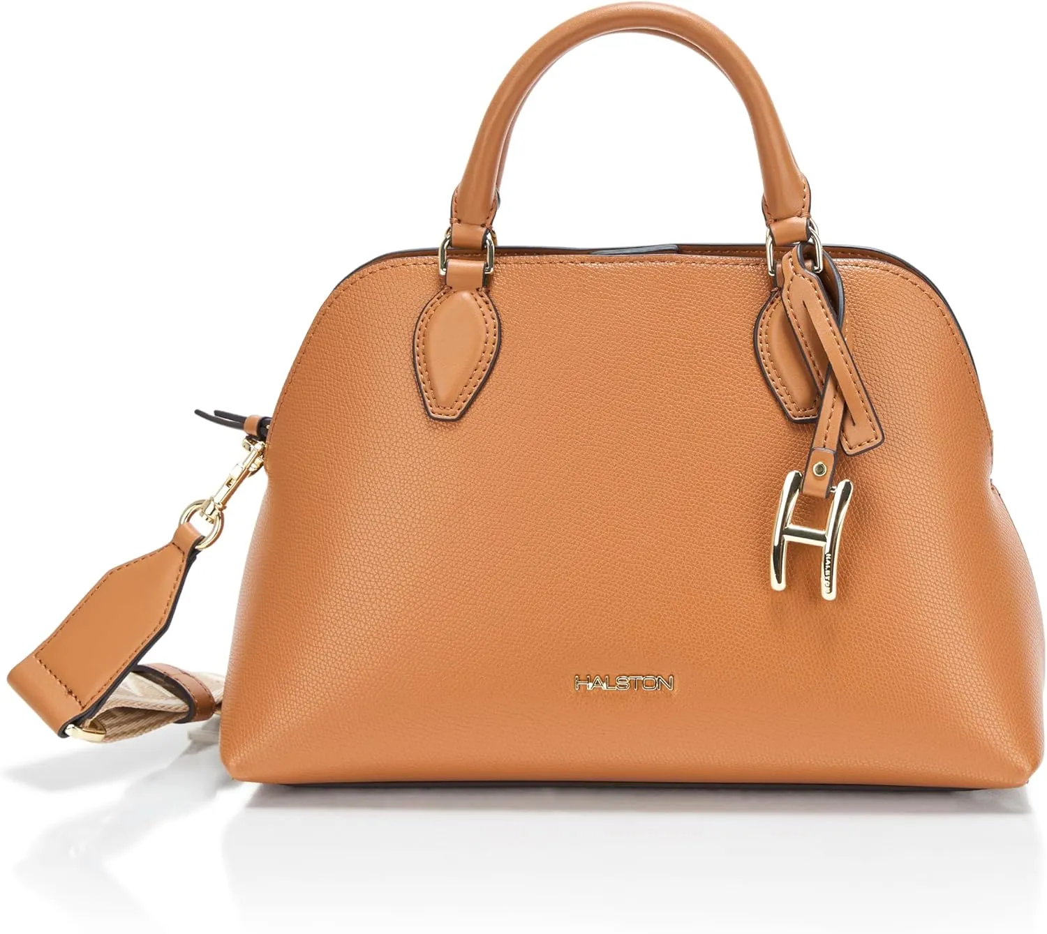 Halston Quincy Embossed Pebble Top Zip Satchel