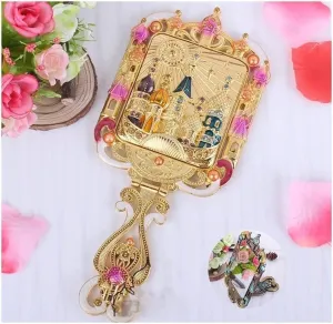 Hand held Mirror, Dressing Table Ladies Vintage Makeup Mirrorle Handheld Square Retro Color Mirror Makeup Dresser,