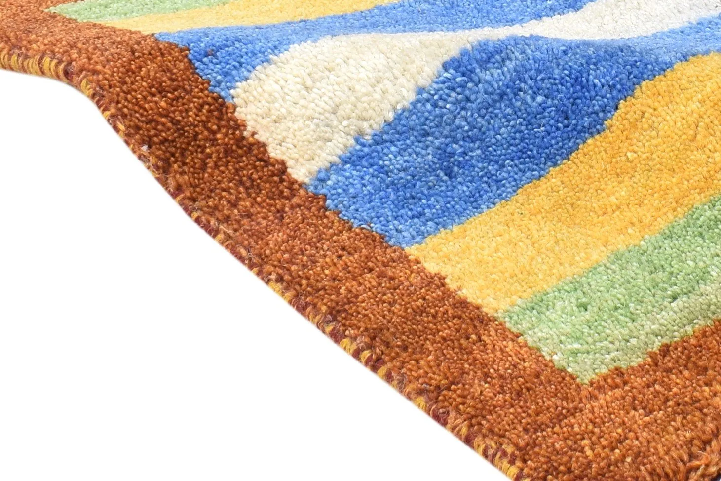 Hand Knotted Multi Color Wool Rug 1X2 Southwestern Gabbeh Striped Small Carpet
