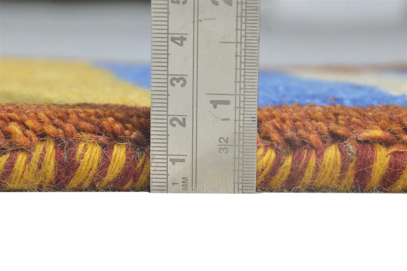 Hand Knotted Multi Color Wool Rug 1X2 Southwestern Gabbeh Striped Small Carpet