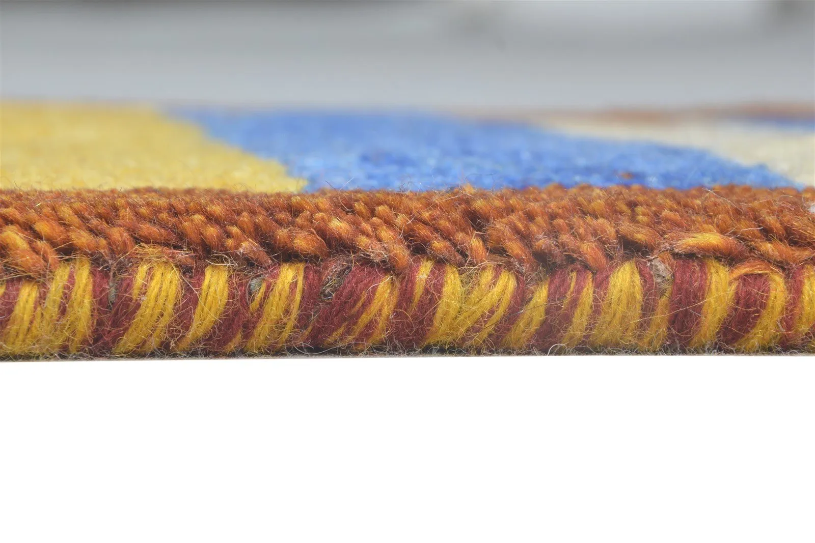 Hand Knotted Multi Color Wool Rug 1X2 Southwestern Gabbeh Striped Small Carpet