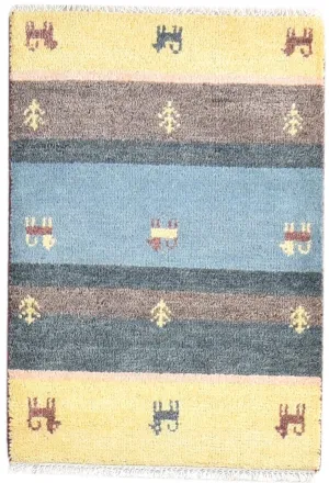 Hand Knotted Multi Color Wool Rug 2X3 Southwestern American Tribal Small Carpet