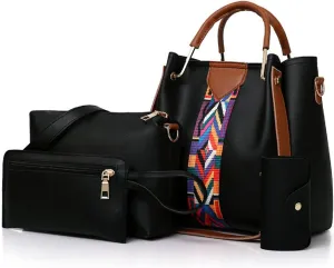 Handbags and Purse for Women Shoulder Bags Top-Handle Bags Tote Satchel Hobo 4pcs Set(Brown)
