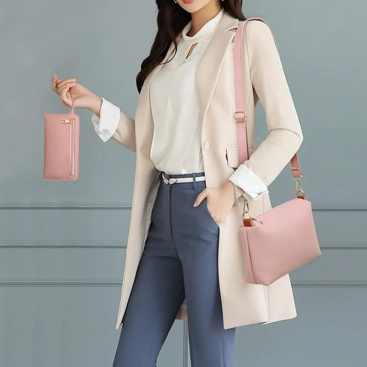 Handbags and Purse for Women Shoulder Bags Top-Handle Bags Tote Satchel Hobo 4pcs Set(Brown)