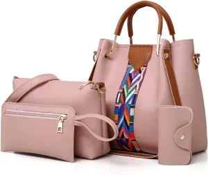 Handbags and Purse for Women Shoulder Bags Top-Handle Bags Tote Satchel Hobo 4pcs Set(Brown)