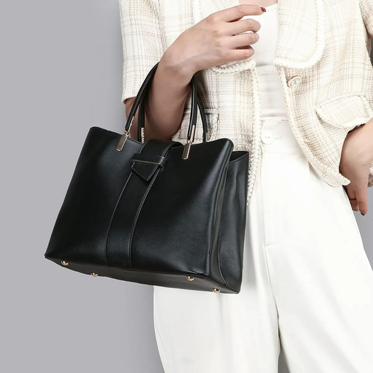 Handbags for Women Fashion Tote Bags Shoulder Bag Top Handle Satchel Purse Set 2pcs Coffee