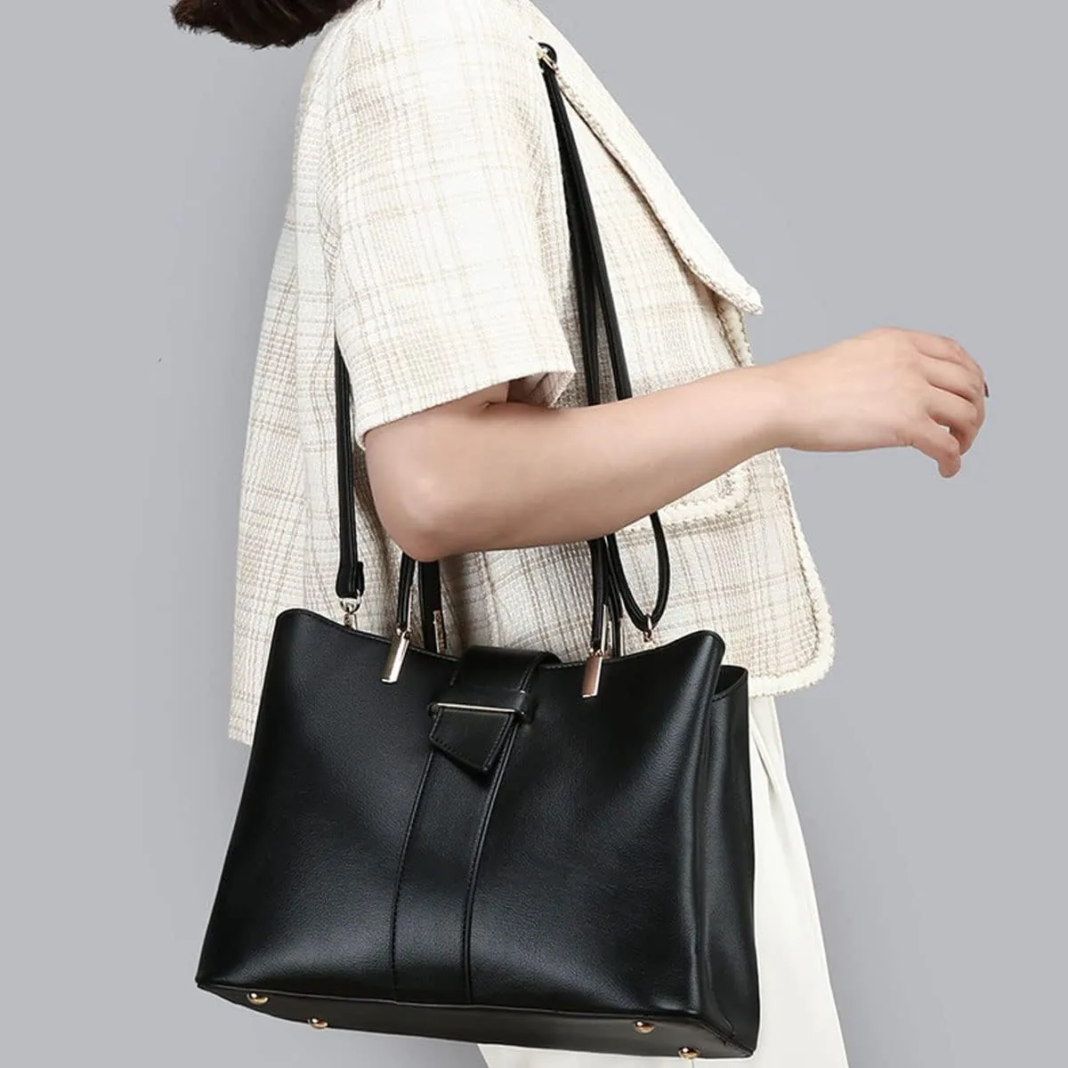 Handbags for Women Fashion Tote Bags Shoulder Bag Top Handle Satchel Purse Set 2pcs Coffee