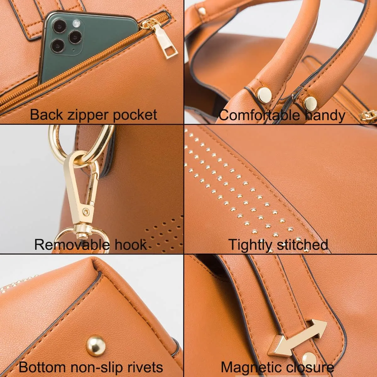 Handbags for Women Fashion Tote Bags Shoulder Bag Top Handle Satchel Purse Set 3pcs(Yellow)