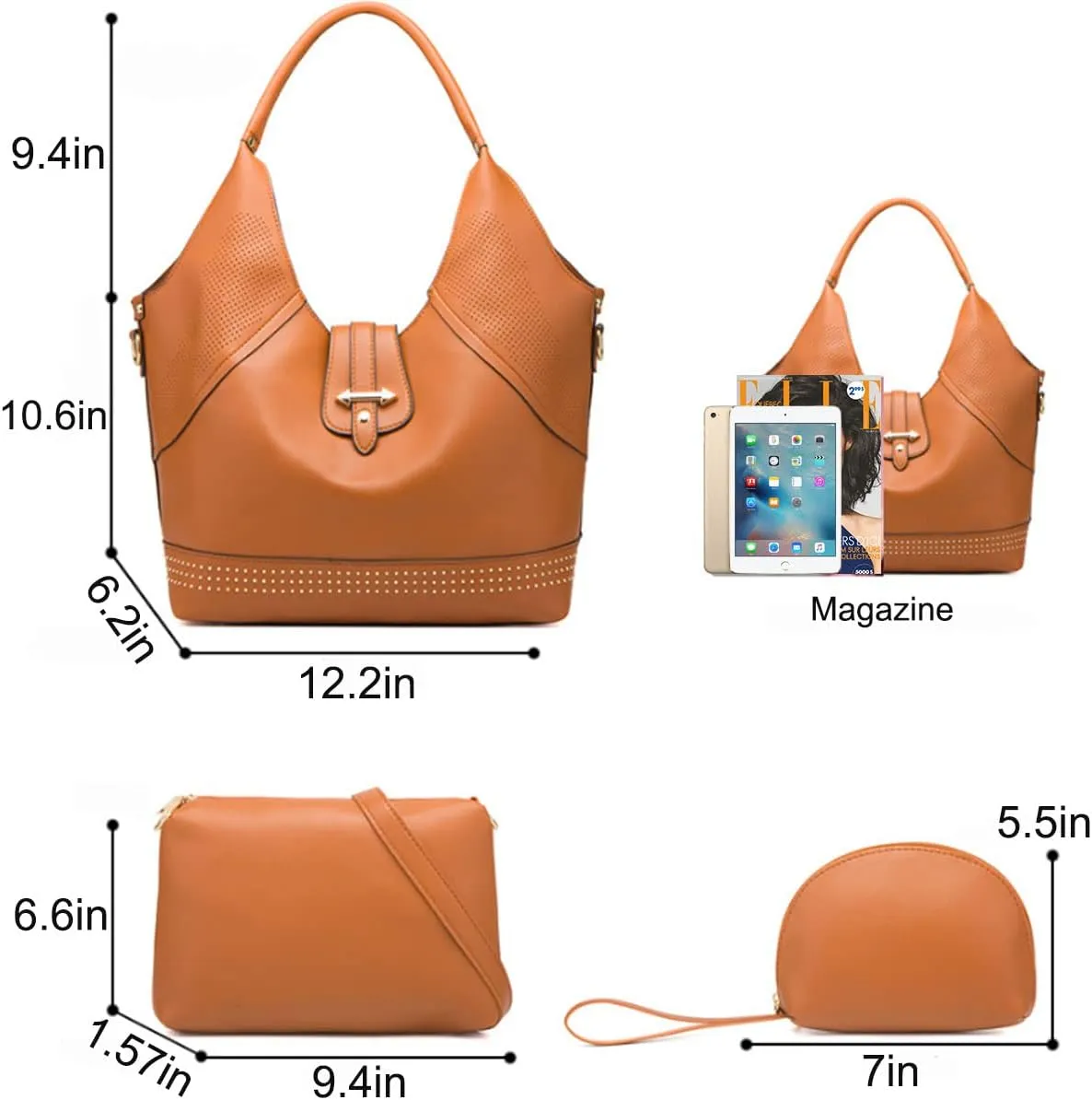Handbags for Women Fashion Tote Bags Shoulder Bag Top Handle Satchel Purse Set 3pcs(Yellow)