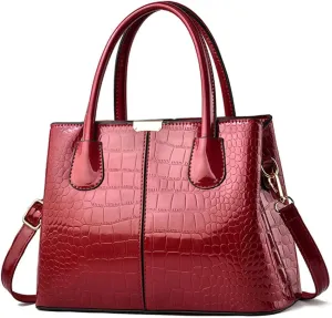 Handbags for Women Top Handle Bags Patent Leather Satchel Crocodile Pattern Tote Bags Ladies Shoulder Crossbody Bag