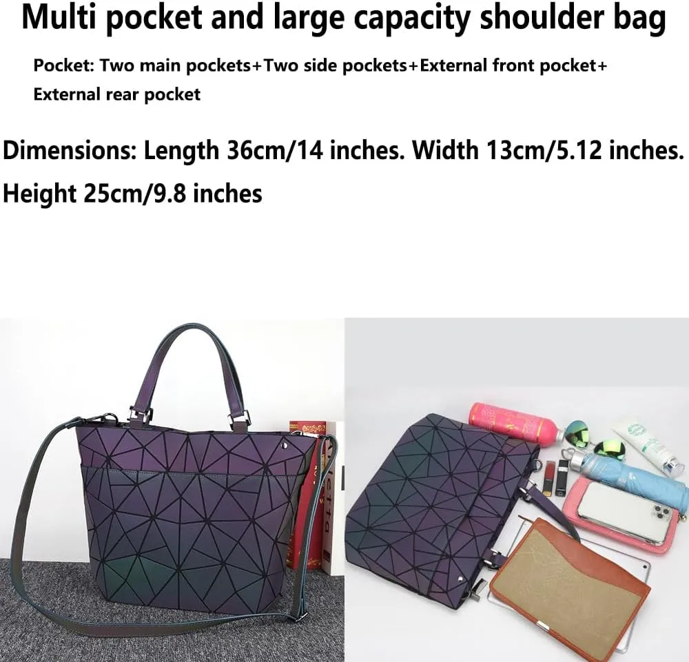 Handbags Womens Geometric Luminous Purse bags Ladies Top Handle Satchel Bags