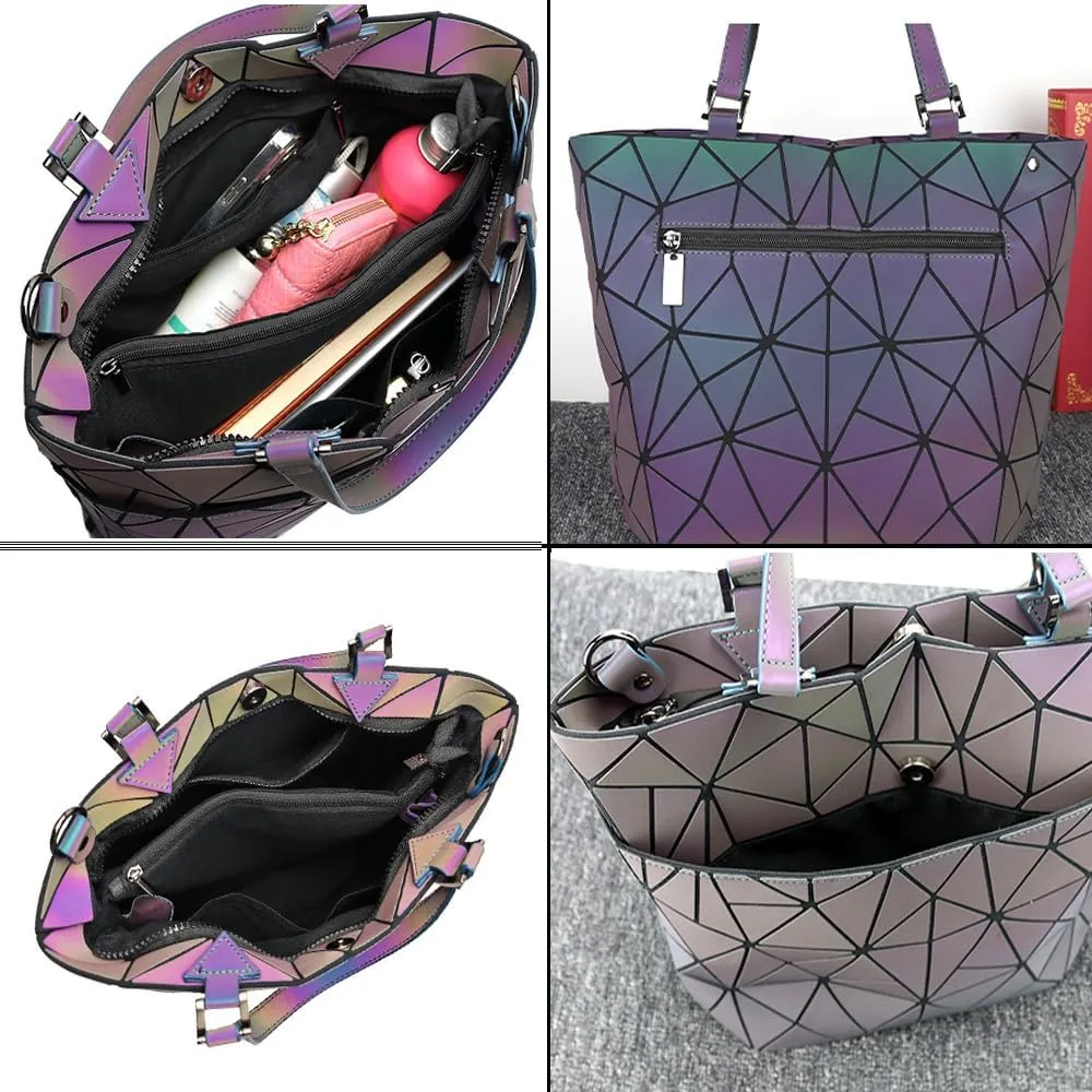Handbags Womens Geometric Luminous Purse bags Ladies Top Handle Satchel Bags