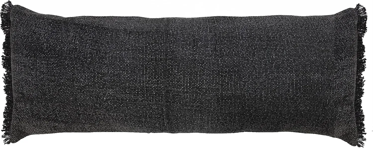 Harlow Hilll 14x36 Throw Pillow Cover for Home Decor | Decorative Lumbar Pillow Covers for Couch & Bed | 100% Cotton Pillow Covers | Farmhouse Decor for Living & Bedroom | Black