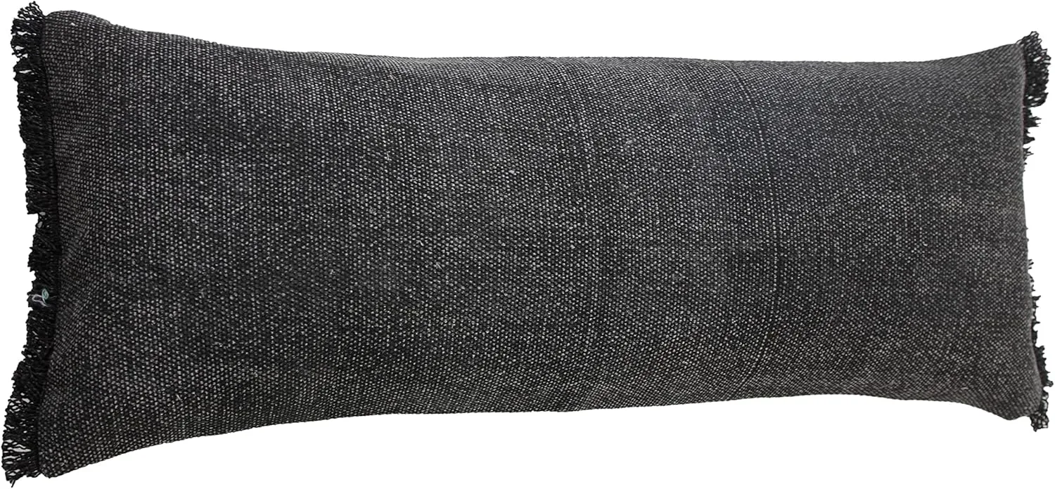 Harlow Hilll 14x36 Throw Pillow Cover for Home Decor | Decorative Lumbar Pillow Covers for Couch & Bed | 100% Cotton Pillow Covers | Farmhouse Decor for Living & Bedroom | Black