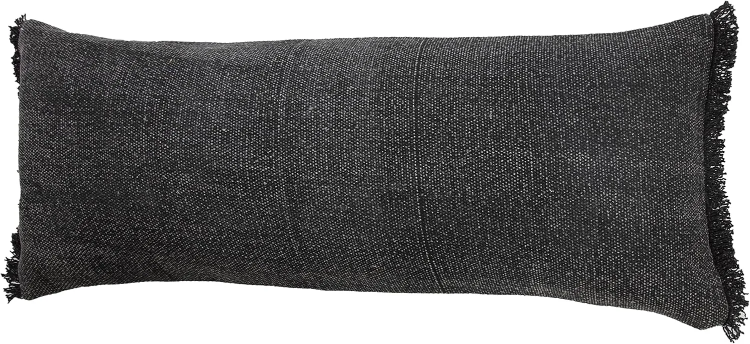 Harlow Hilll 14x36 Throw Pillow Cover for Home Decor | Decorative Lumbar Pillow Covers for Couch & Bed | 100% Cotton Pillow Covers | Farmhouse Decor for Living & Bedroom | Black