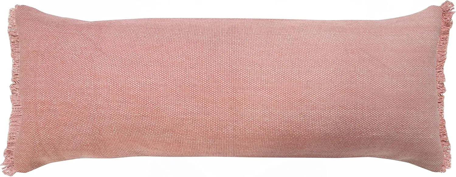 Harlow Hilll 14x36 Throw Pillow Cover for Home Decor | Decorative Lumbar Pillow Covers for Couch & Bed | 100% Cotton Pillow Covers | Farmhouse Decor for Living & Bedroom | Pink