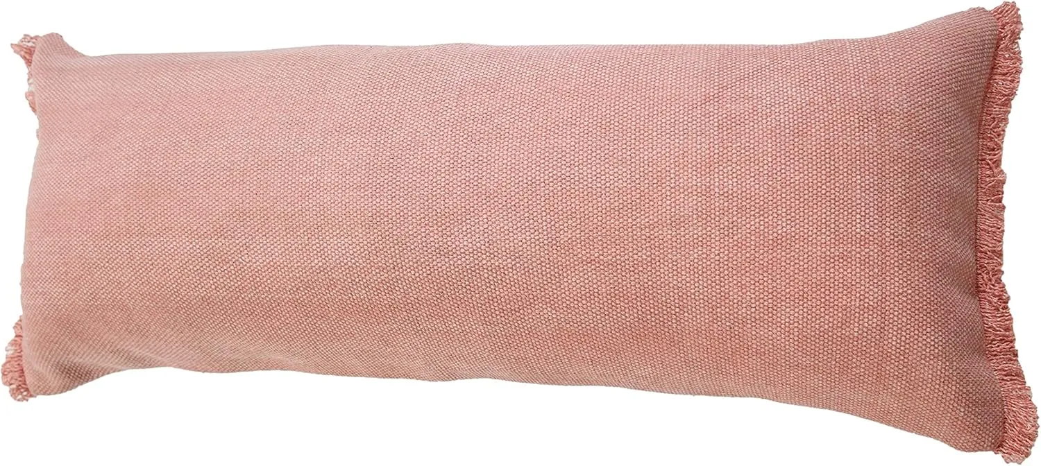 Harlow Hilll 14x36 Throw Pillow Cover for Home Decor | Decorative Lumbar Pillow Covers for Couch & Bed | 100% Cotton Pillow Covers | Farmhouse Decor for Living & Bedroom | Pink