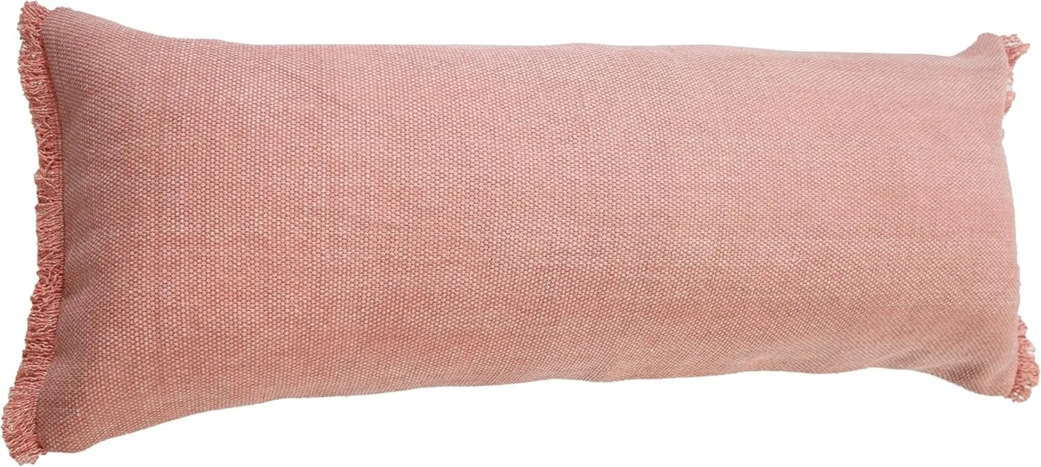 Harlow Hilll 14x36 Throw Pillow Cover for Home Decor | Decorative Lumbar Pillow Covers for Couch & Bed | 100% Cotton Pillow Covers | Farmhouse Decor for Living & Bedroom | Pink