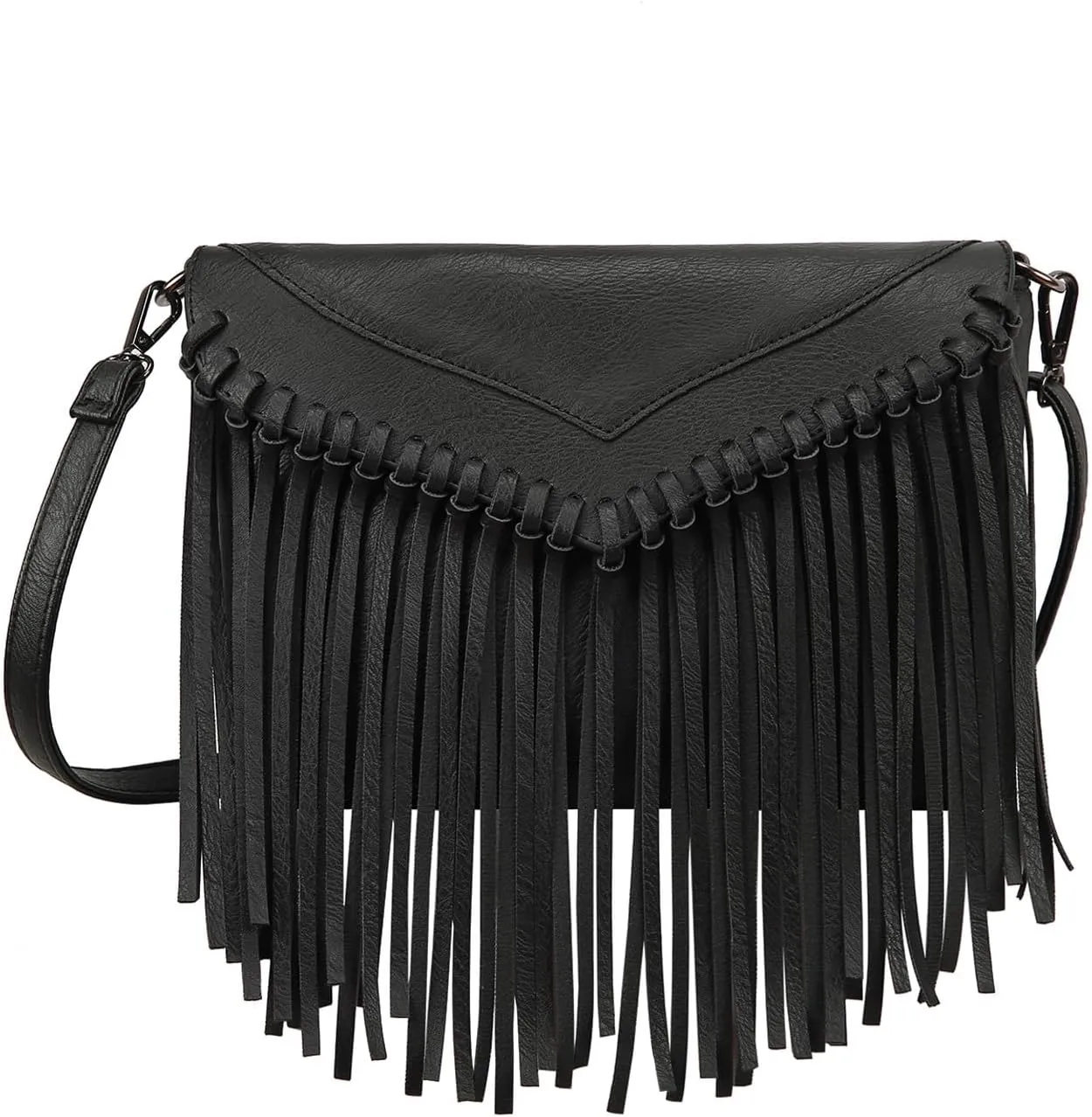 HDE Women's PU Leather Hobo Fringe Crossbody Tassel Purse Vintage Small Handbag