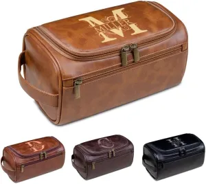 HDSD Custom Leather Toiletry Bag for Men Women Personalized Travel Hanging Toiletry Bag Travel Organizer Cosmetic Bag Groomsmen Gifts