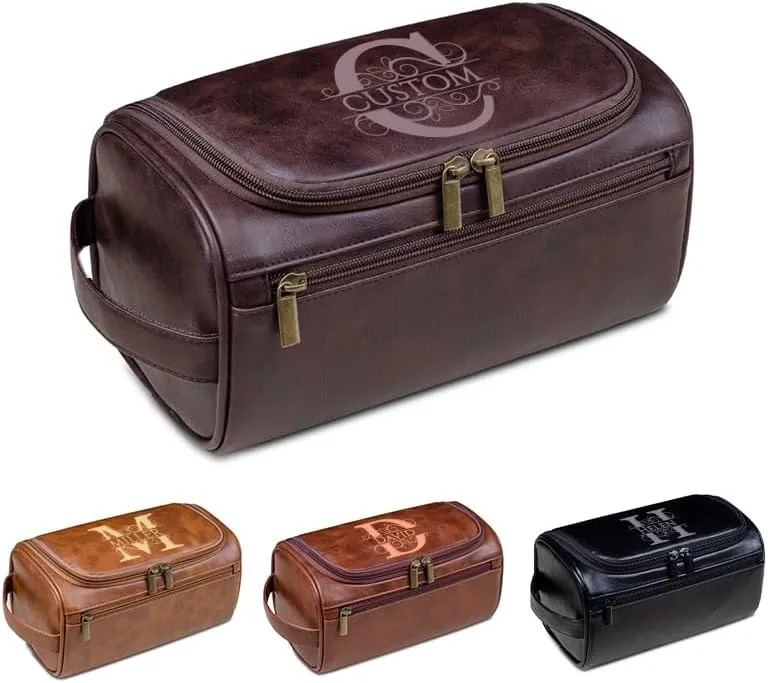 HDSD Custom Leather Toiletry Bag for Men Women Personalized Travel Hanging Toiletry Bag Travel Organizer Cosmetic Bag Groomsmen Gifts