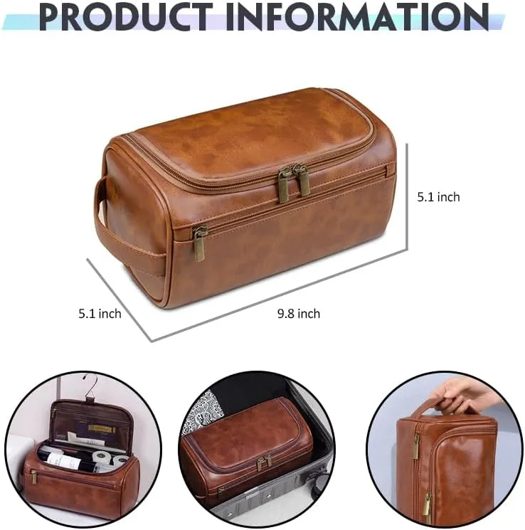 HDSD Custom Leather Toiletry Bag for Men Women Personalized Travel Hanging Toiletry Bag Travel Organizer Cosmetic Bag Groomsmen Gifts