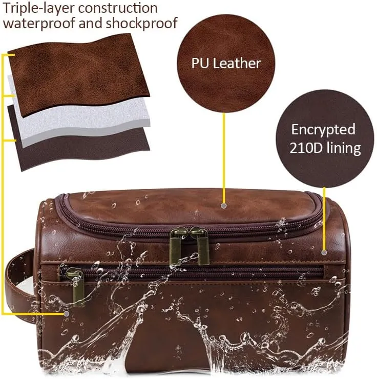 HDSD Custom Leather Toiletry Bag for Men Women Personalized Travel Hanging Toiletry Bag Travel Organizer Cosmetic Bag Groomsmen Gifts