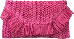 Heidi Fringe Staw Slim Clutch Bag
