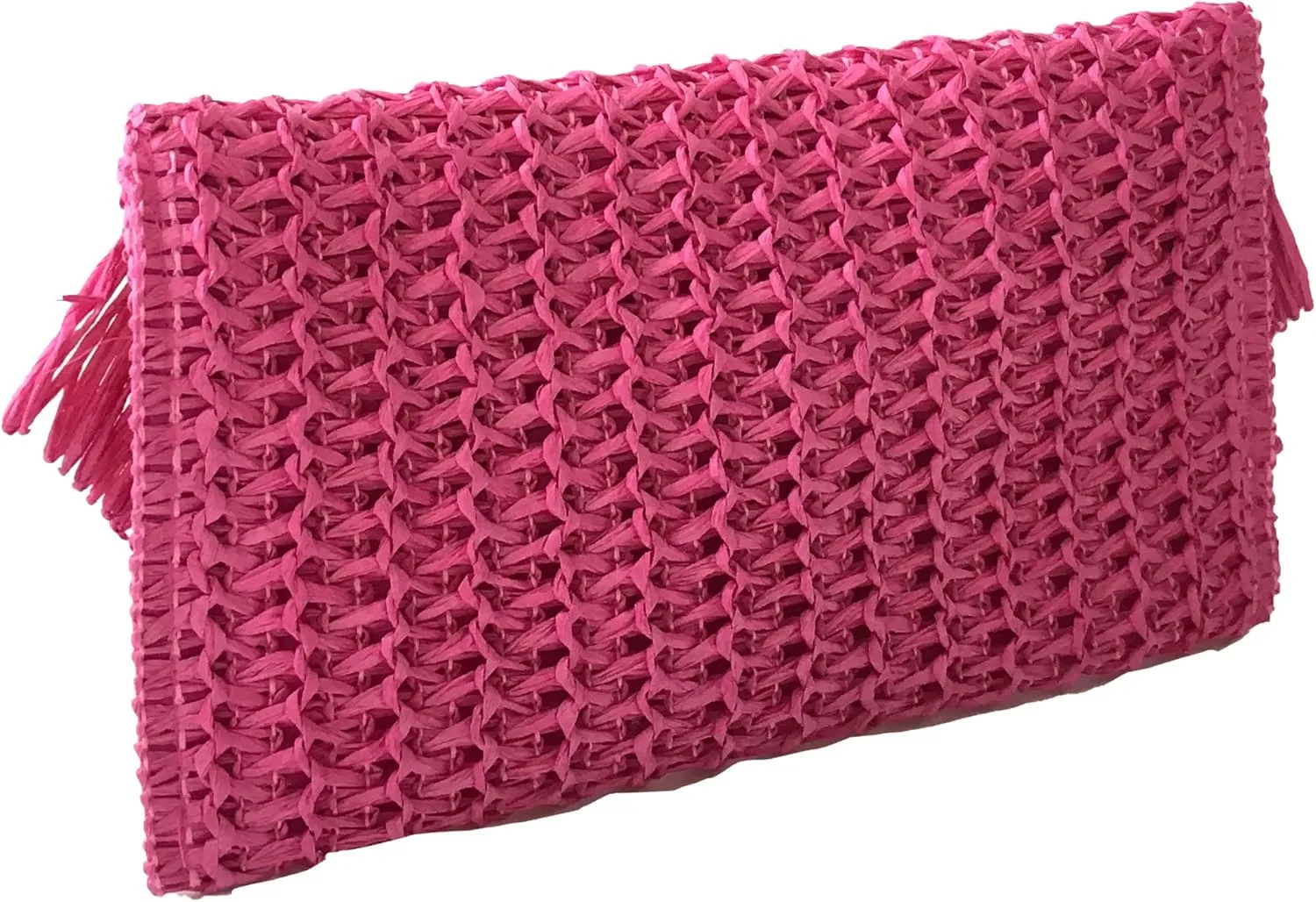 Heidi Fringe Staw Slim Clutch Bag