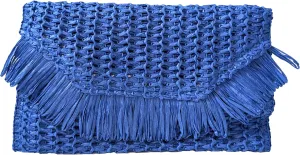 Heidi Fringe Staw Slim Clutch Bag