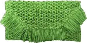 Heidi Fringe Staw Slim Clutch Bag
