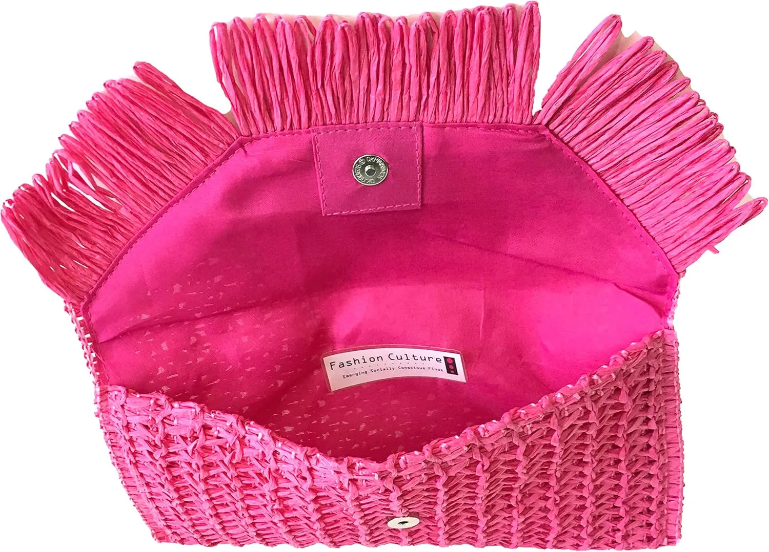 Heidi Fringe Staw Slim Clutch Bag