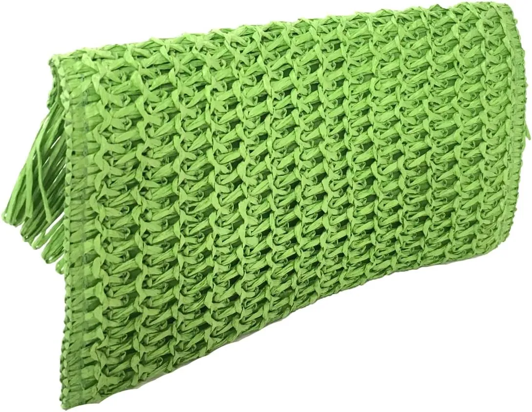 Heidi Fringe Staw Slim Clutch Bag