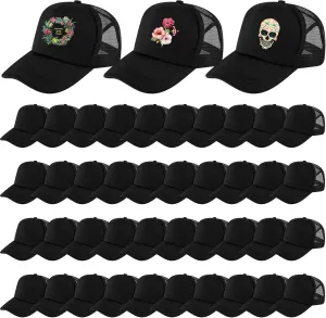 Hercicy 40 Pack Sublimation Blank Trucker Hat Bulk Baseball Cap Adjustable Mesh Unisex Polyester Hat Heat Transfer