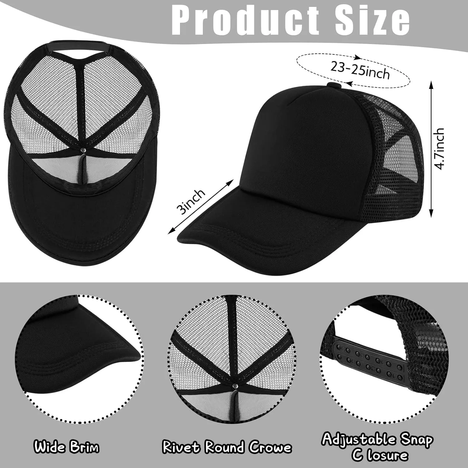 Hercicy 40 Pack Sublimation Blank Trucker Hat Bulk Baseball Cap Adjustable Mesh Unisex Polyester Hat Heat Transfer
