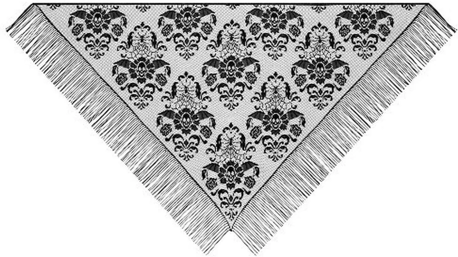 Heritage Lace 72-Inch by 36-Inch Halloween Damask Shawl, Black