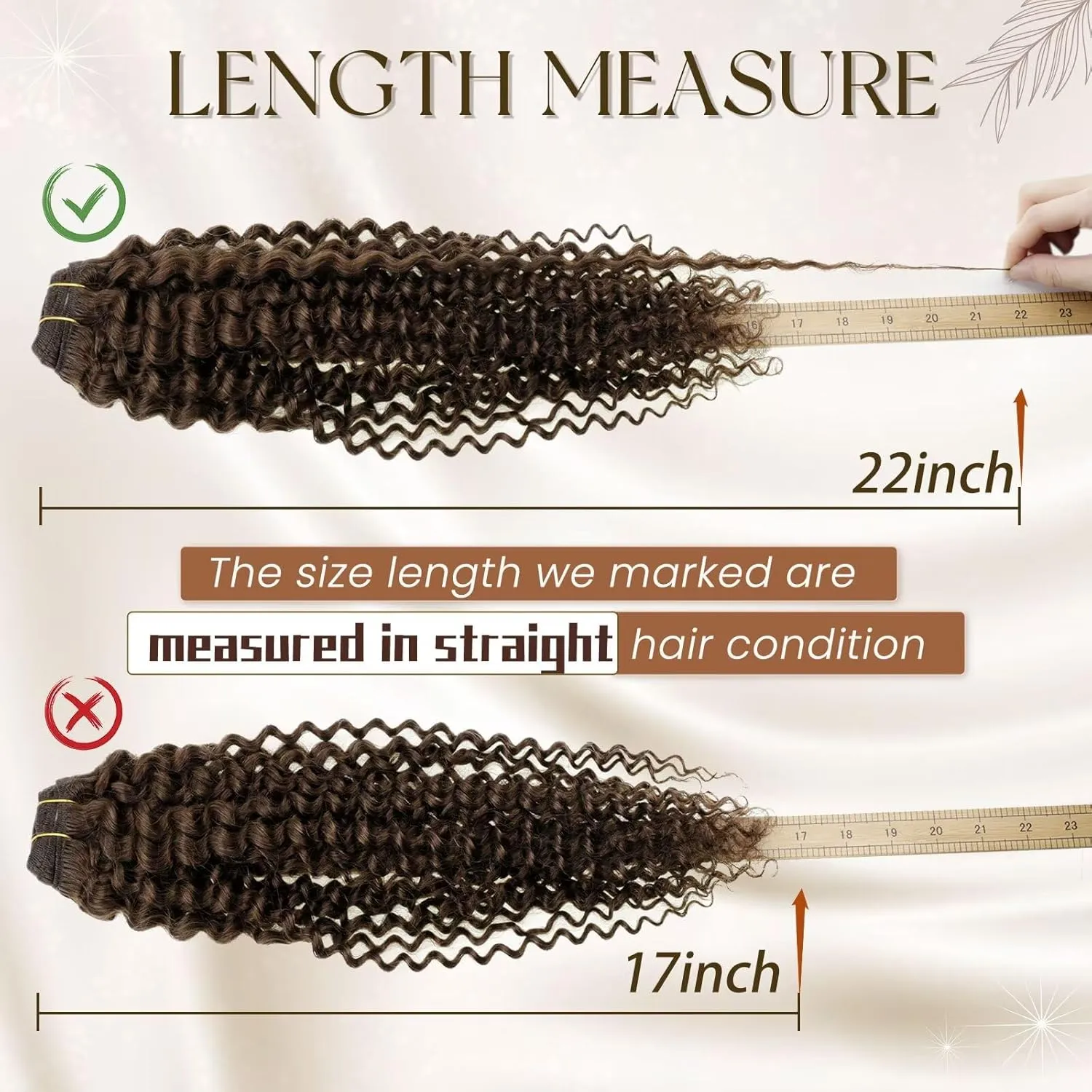 Hetto Curly Clip in Hair Extensions Curly Hair Extensions Brown Wavy Clip on Hair Extension 18 Inch #4 Chocolate Brown Natural Wave 7Pcs 120g