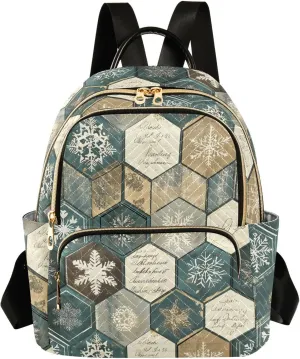 Hexagons Snowflakes Backpack Purse for Women Small Shoulder Bags Fashion Travel Bag Casual Daypack Travel Bag M 202b8741