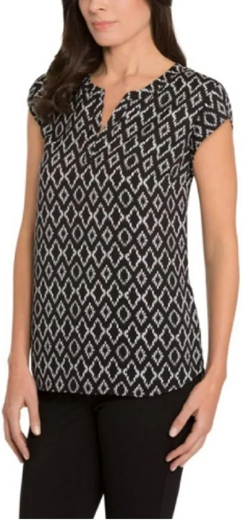 Hilary Radley Ladies’ Printed Blouse (M, BLACK)