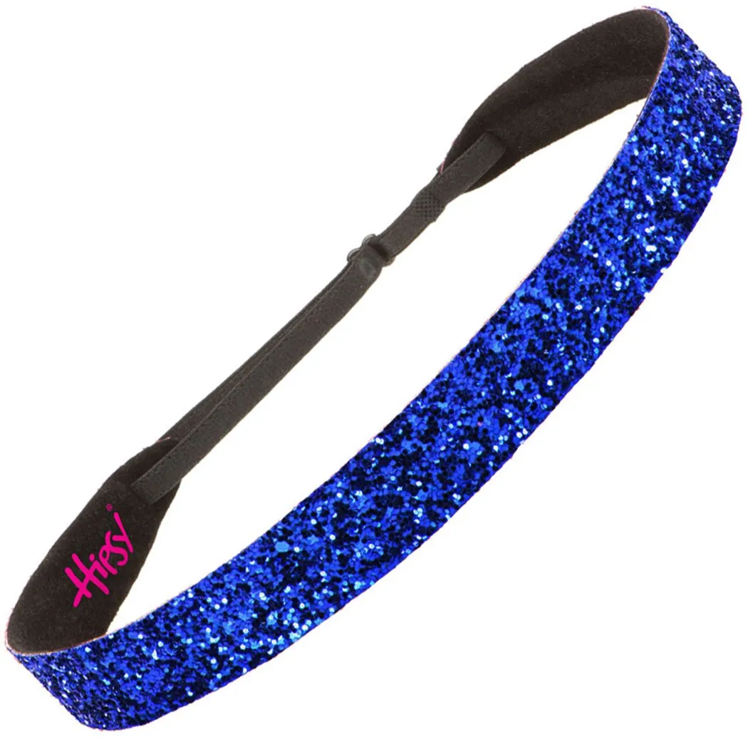 Hipsy Adjustable No Slip Wide Bling Glitter Headband 2-packs for Women Girls & Teens (Peacock & Royal Blue)