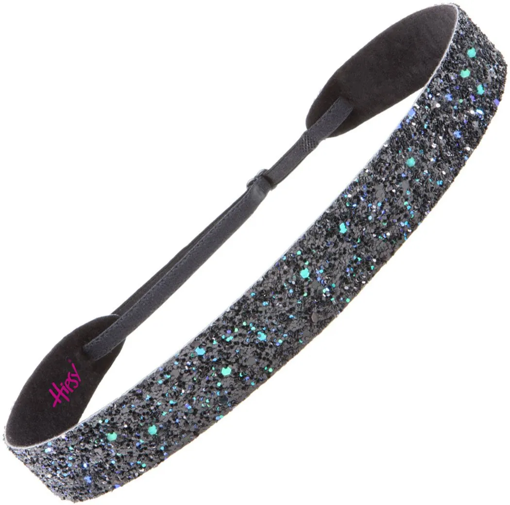 Hipsy Adjustable No Slip Wide Bling Glitter Headband 2-packs for Women Girls & Teens (Peacock & Royal Blue)