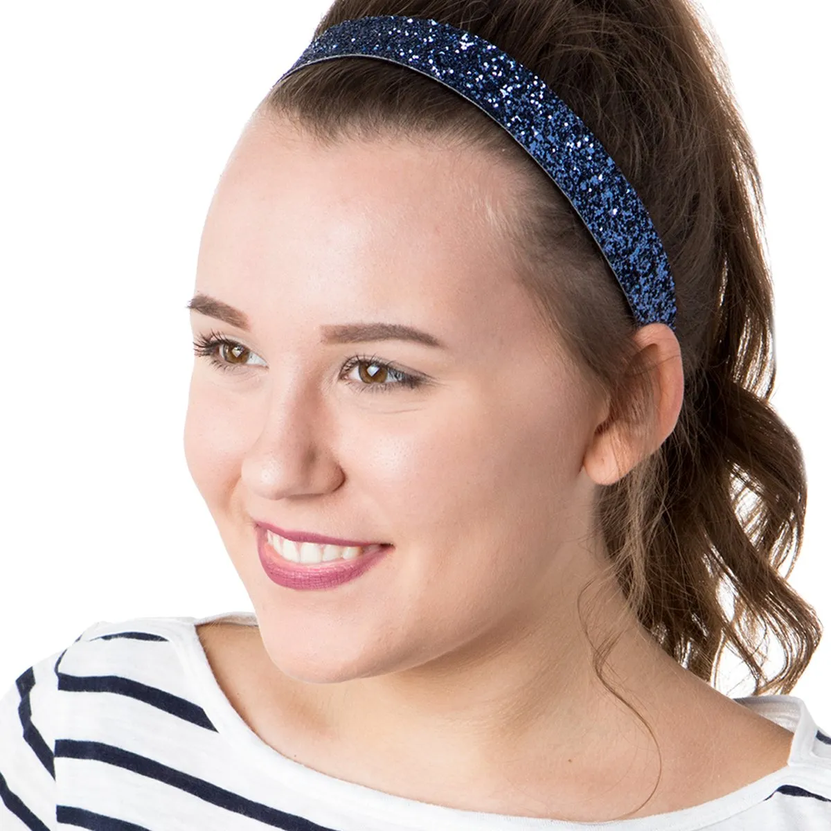 Hipsy Adjustable No Slip Wide Bling Glitter Headband 3-packs for Women Girls & Teens (Black/Gunmetal/Navy)
