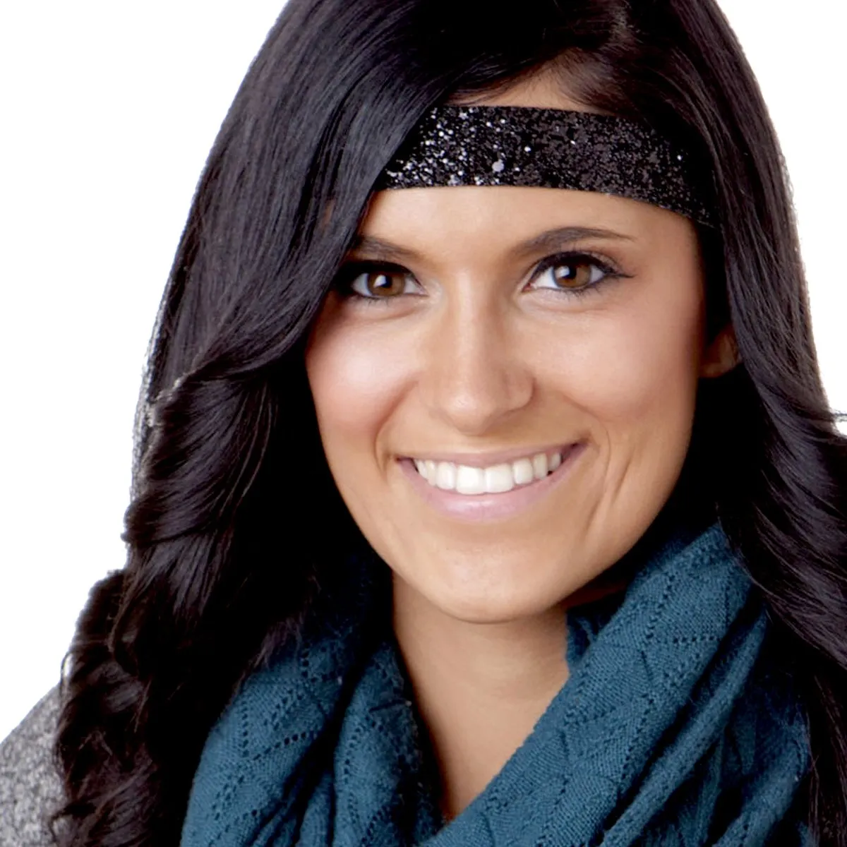 Hipsy Adjustable No Slip Wide Bling Glitter Headband 3-packs for Women Girls & Teens (Black/Gunmetal/Navy)