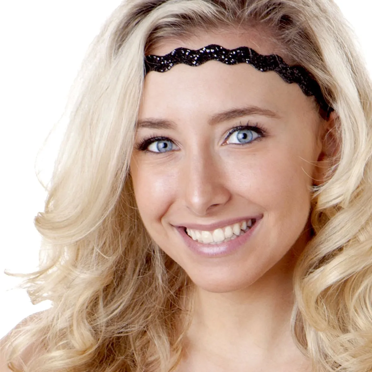 Hipsy PETITE Size, Adjustable No Slip Sparkly Bling Mixed 3pk Headbands for Women Girls & Teens (Bling Glitter Mixed Black)
