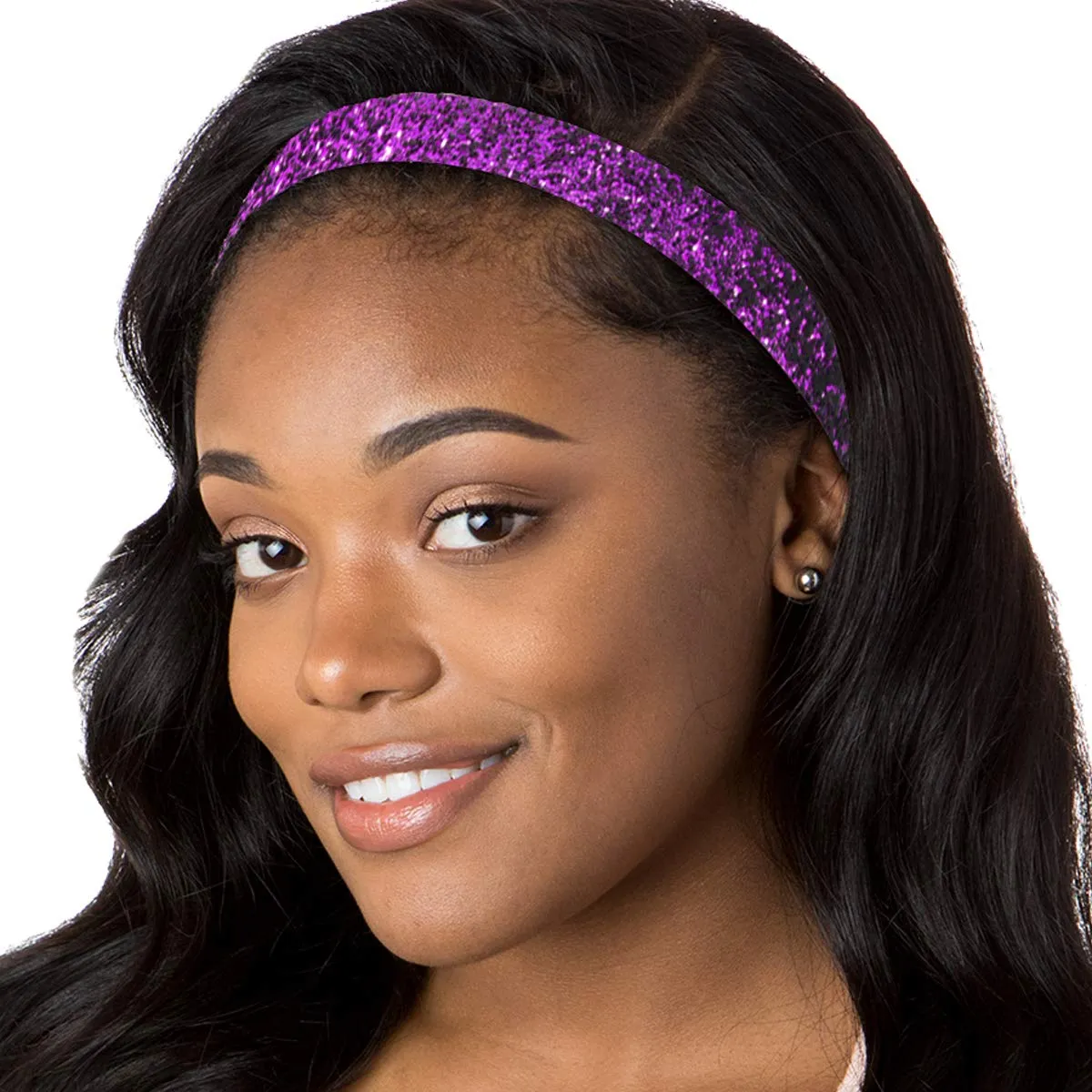Hipsy PETITE Size, Adjustable No Slip Sparkly Bling Mixed 4pk Headbands for Women Girls & Teens (Bling Glitter Mixed Fuchsia)