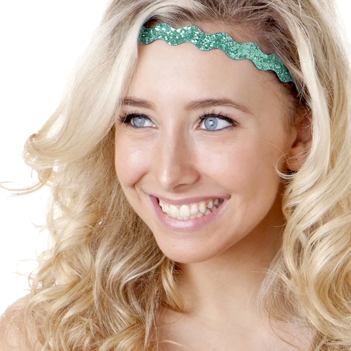 Hipsy REGULAR Size, Adjustable No Slip Sparkly Bling Mixed 3pk Headbands for Women Girls & Teens (Bling Glitter Mixed Seafoam Green)